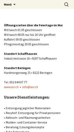 Vorschau der mobilen Webseite www.asr.ch, Arnold Schmid Recycling