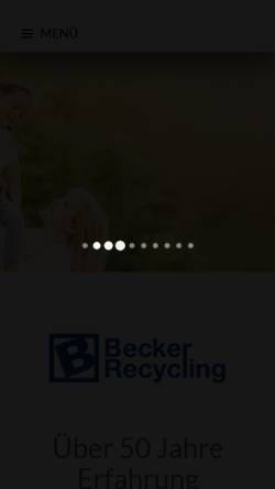 Vorschau der mobilen Webseite www.becker-recycling.de, Becker Recycling Containerdienst & Handelsgesellschaft mbH