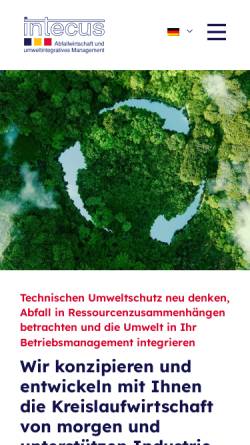 Vorschau der mobilen Webseite www.intecus.de, Intecus Umweltberatungs-Beteiligungsges. mbH