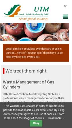 Vorschau der mobilen Webseite www.utmluebeck.de, UTM Umwelt-Technik-Metallrecycling GmbH