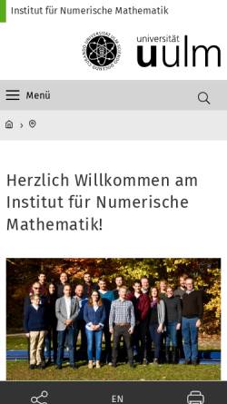 Vorschau der mobilen Webseite www.mathematik.uni-ulm.de, Abteilung Numerik der Universität Ulm