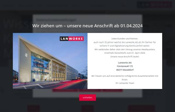 Vorschau von www.lanworks.de, Lanworks AG - Netzwerktraining und -Consulting