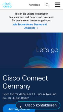 Vorschau der mobilen Webseite www.cisco.com, Cisco Systems Deutschland
