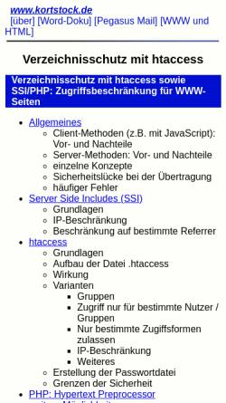 Vorschau der mobilen Webseite www.kortstock.de, Verzeichnisschutz für WWW-Seiten