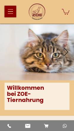 Vorschau der mobilen Webseite zoe-tiernahrung.at, ZOE-Tiernahrung, Heinz Edlinger