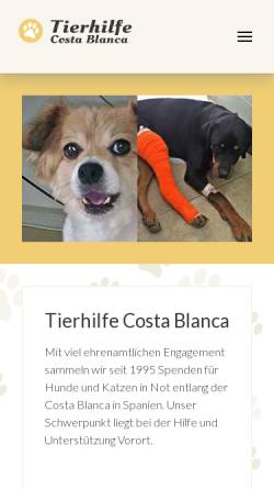 Vorschau der mobilen Webseite www.tierhilfecostablanca.ch, Tierhilfe Costa Blanca