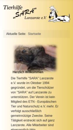 Vorschau der mobilen Webseite www.tierhilfe-sara-lanzarote.com, Tierhilfe SARA Lanzarote