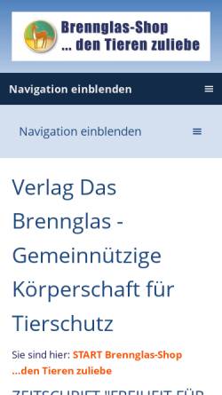 Vorschau der mobilen Webseite www.brennglas.com, Verlag Das Brennglas GmbH