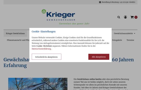 Vorschau von www.kriegergmbh.de, Krieger Gewächshaus Center