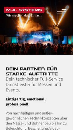 Vorschau der mobilen Webseite www.masystems.de, Musiktruck, Gesellschaft für Eventtechnik mbH