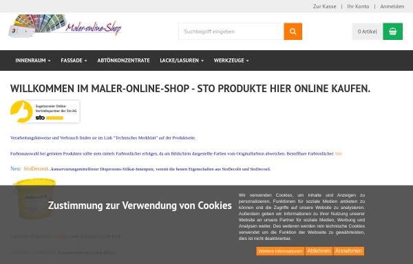 Vorschau von www.maler-online-shop.de, Qualitätsprodukte von Sto