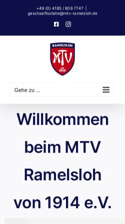 Vorschau der mobilen Webseite www.mtv-ramelsloh.de, MTV Ramelsloh e.V.