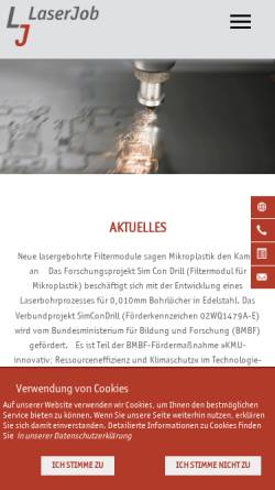 Vorschau der mobilen Webseite www.laserjob.de, LaserJob GmbH