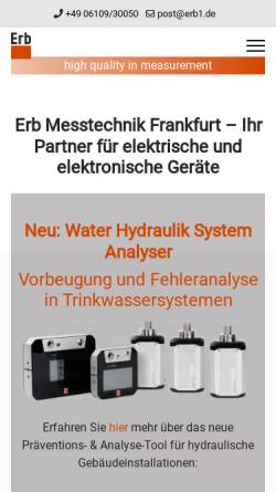 Vorschau der mobilen Webseite www.erb1.de, Erb GmbH Messtechnik & Co. KG