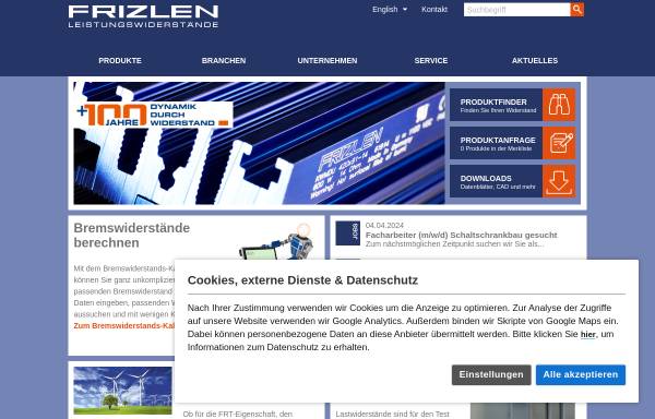Vorschau von www.frizlen.com, Frizlen GmbH & Co. KG