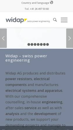 Vorschau der mobilen Webseite www.widap.com, Widap AG