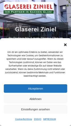 Vorschau der mobilen Webseite www.glaserei-ziniel.at, Glaserei Ziniel