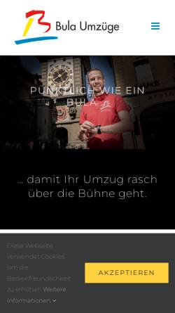 Vorschau der mobilen Webseite www.bula-umzuege.ch, Bula Umzüge