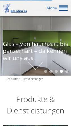Vorschau der mobilen Webseite www.glas-scherz.ch, Glas Scherz AG