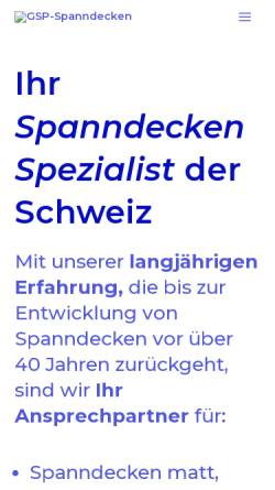 Vorschau der mobilen Webseite www.gsp-spanndecken.ch, Spanndecken, Wabern