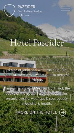Vorschau der mobilen Webseite www.pazeider.com, Bio- & Wellnesshotel PAZEIDER