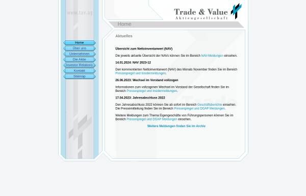 Vorschau von www.tav.ag, Trade & Value AG
