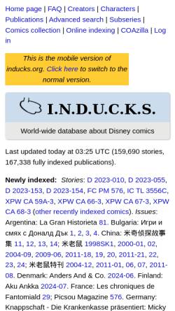Vorschau der mobilen Webseite de.inducks.org, Inducks