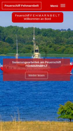Vorschau der mobilen Webseite www.fsfehmarnbelt.de, Feuerschiff für Lübeck e. V.
