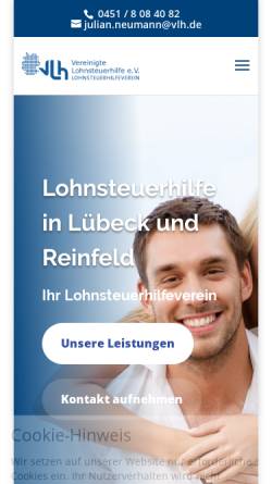 Vorschau der mobilen Webseite www.lohnsteuerhilfe-luebeck.de, Vereinigte Lohnsteuerhilfe e.V.