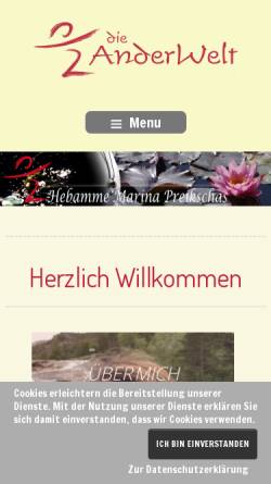 Vorschau der mobilen Webseite www.geburtshaus-dieanderwelt.de, Die AnderWelt - Geburtshaus mit Hebammenpraxis