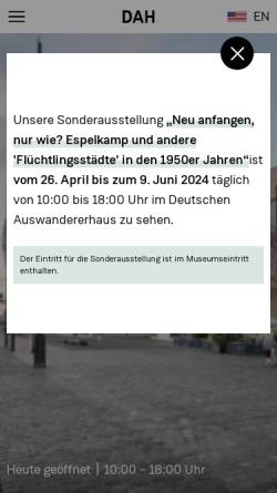 Vorschau der mobilen Webseite dah-bremerhaven.de, Deutsches Auswanderer Haus