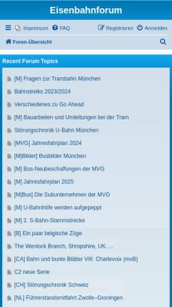 Vorschau der mobilen Webseite www.eisenbahnforum.de, Eisenbahnforum