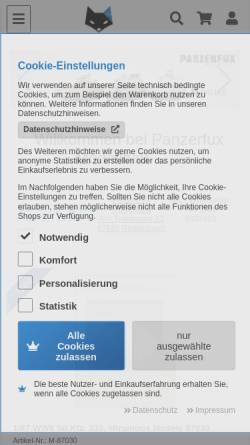 Vorschau der mobilen Webseite panzerfux.de, Panzerfux Modellbau, Daniel Höhn