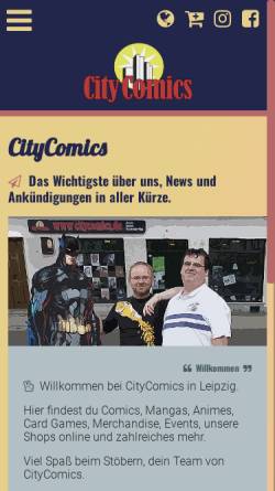 Vorschau der mobilen Webseite www.citycomics.de, City Comics