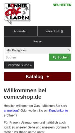 Vorschau der mobilen Webseite www.comicshop.de, Comicshop.de