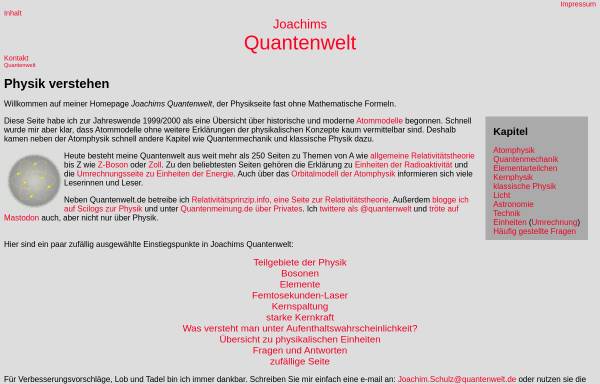 Vorschau von www.quantenwelt.de, Joachims Quantenwelt