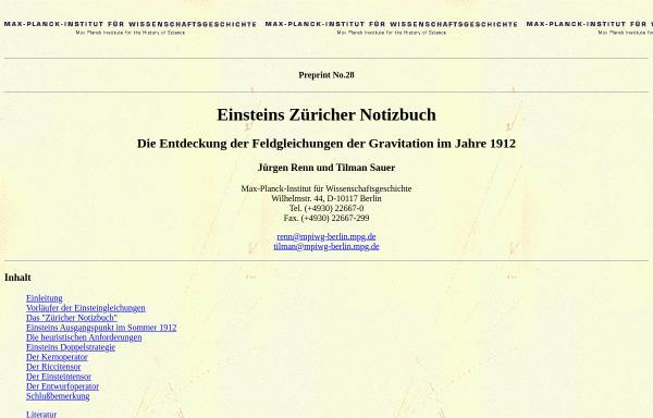 Vorschau von www.mpiwg-berlin.mpg.de, Einsteins Züricher Notizbuch