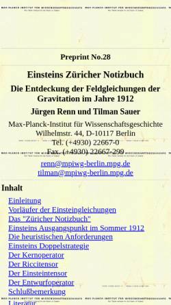 Vorschau der mobilen Webseite www.mpiwg-berlin.mpg.de, Einsteins Züricher Notizbuch
