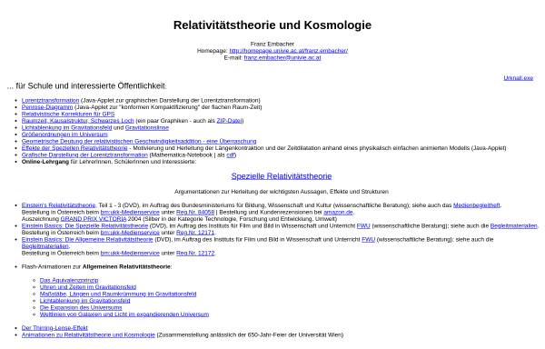 Vorschau von homepage.univie.ac.at, Relativitätstheorie und Kosmologie
