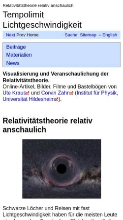 Vorschau der mobilen Webseite www.tempolimit-lichtgeschwindigkeit.de, Tempolimit Lichtgeschwindigkeit