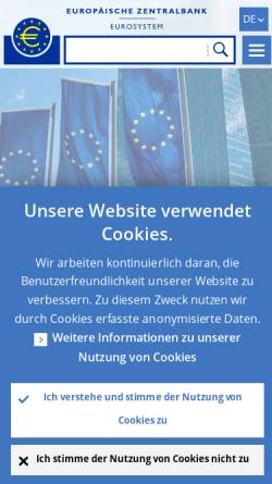 Vorschau der mobilen Webseite www.ecb.int, Europa