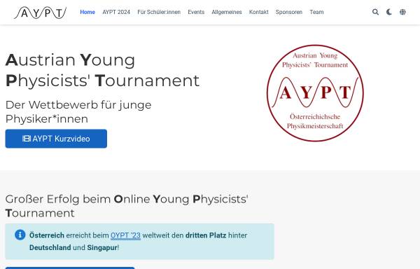 Vorschau von www.aypt.at, AYPT - Austrian Young Physicists' Tournament