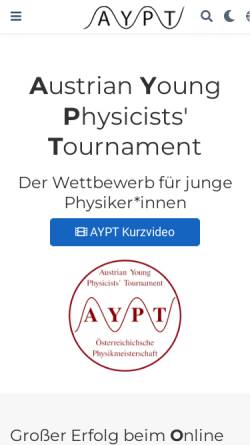 Vorschau der mobilen Webseite www.aypt.at, AYPT - Austrian Young Physicists' Tournament