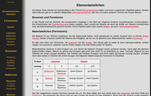 Vorschau von www.elementarteilchen.info, Elementarteilchen