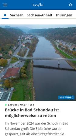 Vorschau der mobilen Webseite www.mdr.de, Mitteldeutscher Rundfunk