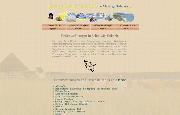 Vorschau von www.gastgeberverzeichnis-schleswig-holstein.de, Gastgeberverzeichnis für Ferienwohnungen & Ferienhäuser