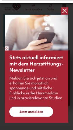 Vorschau der mobilen Webseite www.herzstiftung.de, Deutsche Herzstiftung e.V.