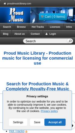 Vorschau der mobilen Webseite www.proudmusiclibrary.com, Proud Music GbR