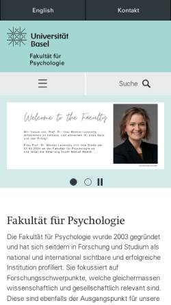 Vorschau der mobilen Webseite psycho.unibas.ch, Fakultät für Psychologie der Universität Basel