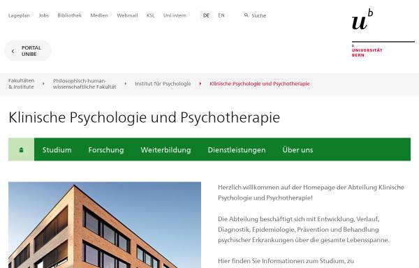 Lehrstuhl für Klinische Psychologie und Psychotherapie der Universität Bern